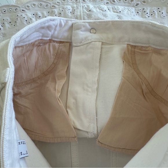 Tchibo Womens size 4 White Eyelet Lace Denim Jean Mini Skirt Embroidered Preppy - Picture 8 of 8